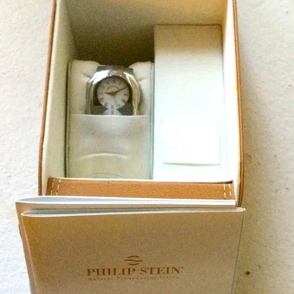 Auth Philip Stein Teslar Signature Series Stainless Steel Quartz Watch 2-G-CW Philip Stein Watch Dual Teslar White Leather Stainless Steel  main image 3